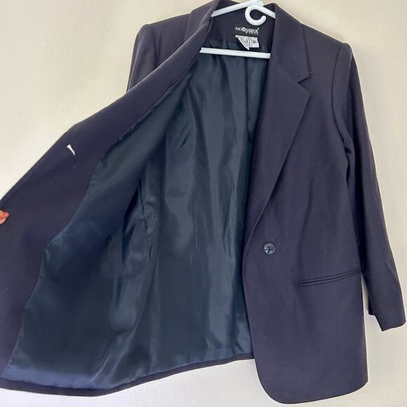 Vintage SAG Harbor Wool Y2K single breasted office siren preppy blazer boxy 16 W - Picture 8 of 9